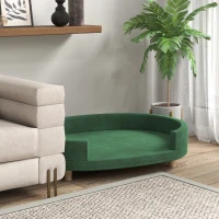 PawHut Canapé pour chien fauteuil pour chat surface en velours avec coussin amovible pieds en bois 100l x 70P x 25H cm vert(m-8)