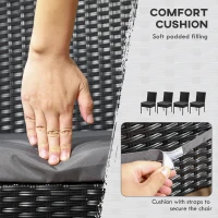 Outsunny Set of Four Armless Rattan Garden Chairs - Black(m-4)