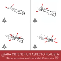 HOMCOM Árbol de Navidad Artificial 210 cm Ignífugo con 1064 Ramas con 2 Tipos de Puntas de PVC Base Plegable y Soporte de Acero Decoración Navideña de Interior Verde(m-6)