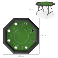 SPORTNOW 8 Player Folding Poker Table, Portable Octagon Blackjack Table with Cup Holders, Padded Edge, Green(m-3)