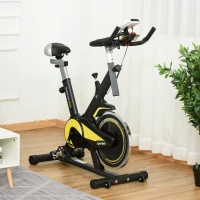 HOMCOM Upright Exercise Bike Indoor Training Cycling Machine Stationary Workout Bicycle with 10KG Flywheel and Adjustable Resistance Seat Handlebar LCD Display for Home Gym(m-2)