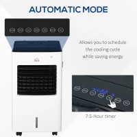 HOMCOM 3-IN-1 8.5L Portable Air Cooler, Heater, Humidifier with Ice Crystal Box, 3 Speed 3 Mode, 7.5 Hour Timer, Remote Controller Included, for Bedroom, Dorm, Office, White(m-8)