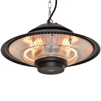 Outsunny 1500W Electric Patio Heater Aluminium Ceiling Mounted Heater with Infrared Remote Control for Indoor and Outdoor Use, Black(m-11)