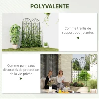 Outsunny Support pour plantes grimpantes avec motif lot de 2 treillis de jardin pour vigne fleurs légumes métal 50 x 150 cm noir(m-6)