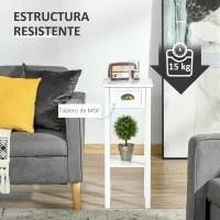 HOMCOM Mesa Auxiliar Mesita de Noche con Cajón y Estante de Almacenamiento Estilo Moderno para Salón Dormitorio 30x30x75 cm Blanco(m-5)