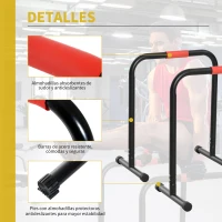 HOMCOM Barras Paralelas Training Soporte con Mango Extra Ancho para Flexiones Inclinadas Musculación Calistenia Dips 63x41x73 cm Negro(m-5)