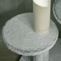 PawHut Árbol Rascador para Gatos de Suelo a Techo Ajustable Altura con Cueva Hamaca y Postes Rascadores Ø60x225-255 cm Gris(m-9)