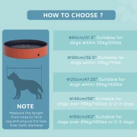 PawHut Foldable Dog Paddling Pool Pet Cat Swimming Pool Indoor/ Outdoor Collapsible Summer Bathing Tub Shower Tub Puppy Washer, Φ 140 x 30H cm, Red(m-9)