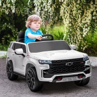 HOMCOM Voiture véhicule électrique enfant 12 V - télécommande parentale fournie - V. Max. 3 Km/h - effets sonores, lumineux blanc(m-2)