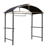 Outsunny Metal Smoking Gazebo Marquee Garden Patio BBQ Tent Grill Canopy Awning Shelter - Coffee(m-1)