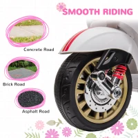 AIYAPLAY 12V Vespa Licensed Kids Electric Motorbike w/ Music, Headlights, FM Radio, for 3-6 Years - White(m-7)