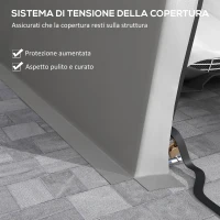 Outsunny Tendone per Auto e Feste con 2 Finestre Laterali, in Acciaio Zincato e PE, 618x265/330x240 cm, Grigio Chiaro(m-8)