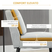 HOMCOM Poltroncina di Design Imbottita con Gambe in Acciaio e Tessuto Grigio e Giallo, 58x75x85cm(m-4)