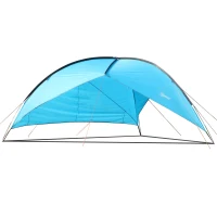 Outsunny Tente de camping ouverte 10-12 pers. max. - bâche anti-pluie - voile d'ombrage grande taille dim. 4,7L x 4,7l x 2H m - sac transport inclus - bleu(m-1)