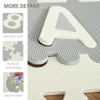 HOMCOM 36Pcs Foldable Baby Foam Play Mat for Kids EVA Soft Jigsaw Floor Tiles Toddler Educational with Alphabet and Numbers Anti-Slip Crawling Learning 31.5 x 31.5(m-6)