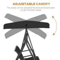 Outsunny Three-Seater Garden Swing Chair, with Canopy - Black(m-5)