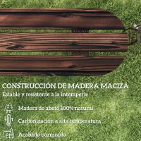 Outsunny Banco de de Madera con 2 Ruedas Decorativas Estilo Rústico Carga 200 kg 120x29x39 cm Carbonizado(m-6)