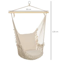 Outsunny Amaca da Giardino in Corda Shabby Chic per Interni ed Esterni Bianca(m-3)