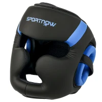 SPORTNOW Boxing Headguard w/ Adjustable Strap for Sparring, Kickboxing, MMA, Blue/Black(m-11)
