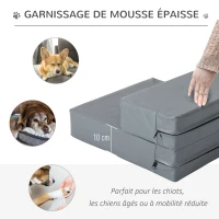 PawHut Escalier coussin 2 en 1 pour chien animaux déhoussable revêtement revêtement synthétique gris foncé(m-5)