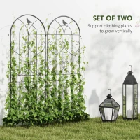 Outsunny Set of 2 Garden Trellis, Metal Fence Panels for Climbing Outdoor Plants, Flowers, 150 x 50cm(m-4)