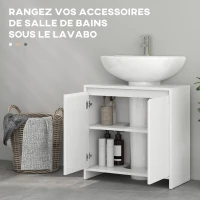 HOMCOM Meuble sous vasque 2 portes avec étagère réglable armoire de rangement pour lavabo 60l x 30P x 60H cm blanc(m-5)
