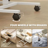 HOMCOM 75-115cm Manual Adjustable Sit-To-Stand Desk - White/Wood-Effect(m-5)