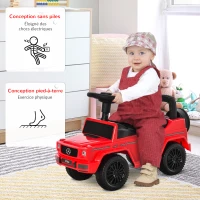 HOMCOM Camion porteur enfants véhicule à pousser licence Mercedes Benz 12-36 mois coffre klaxon phares rouge(m-6)
