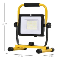 Projecteur de chantier LED 50W 5000K pivotant 360° jaune noir(m-3)