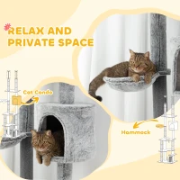 PawHut 225-255cm Floor to Ceiling Cat Tree, Large Cat Tower w/ Cat Scratching Posts, Ramp, Cat House(m-5)