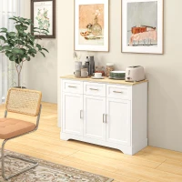 HOMCOM Credenza Moderna  a 3 Cassetti e 3 Ante in MDF e Truciolato con Ripiano Regolabile, 101x39x82 cm, Bianco(m-7)