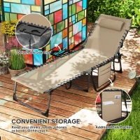 Outsunny Five-Position Reclining Sun Lounger - Beige(m-6)
