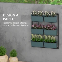 Outsunny Orto Verticale a 3 Livelli con 6 Vasi in Acciaio e Plastica, 52x14x66cm, Verde Scuro(m-4)