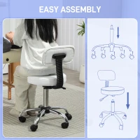 HOMCOM 360° Swivel Seat Salon Stool - White(m-7)