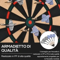 HOMCOM Bersaglio a freccette elettronico in PP con 6 Freccette e Tabellone segna Punti, 44x39.5x 2.2cm, Nero(m-7)
