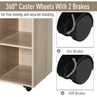 HOMCOM Support d'imprimante - caisson organiseur bureau - 4 niches, placard porte, grand plateau - panneaux particules chêne clair(m-5)