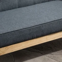 HOMCOM Sofá de 2 Plazas con Respaldo Cojines Acolchados Patas de Madera Antideslizantes Botones con Mechones 113x67x78 cm Gris(m-8)