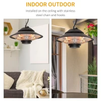 Outsunny 1500W Electric Patio Heater Aluminium Ceiling Mounted Heater with Infrared Remote Control for Indoor and Outdoor Use, Black(m-7)