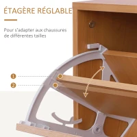 HOMCOM Ensembles 3 en 1 de meuble d'entrée vestiaire avec panneau porte-manteau, miroir et banc à chaussures - 6 crochets et étagère réglable, bois clair(m-6)