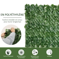 Outsunny Lot de 2 haies artificielles Brise-Vue décoration Rouleau 3L x 1H m Feuillage réaliste Anti-UV Vert(m-4)