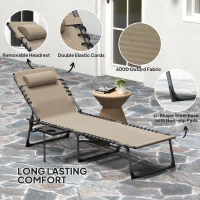 Outsunny Five-Position Reclining Sun Lounger - Beige(m-5)