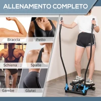 HOMCOM Stepper Fitness con Maniglia e Monitor LCD per Allenamento a Casa e Palestra, Blu(m-6)