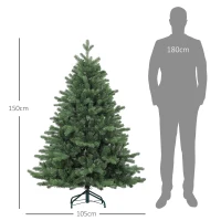 HOMCOM Albero di Natale Artificiale 150 cm con 847 Rami e Base in Metallo Pieghevole, Verde(m-3)