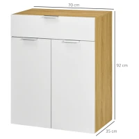HOMCOM Mobile per Soggiorno con Armadietto e Cassetto, Ripiani regolabili su 3 livelli 70x35x92cm, Bianco(m-3)
