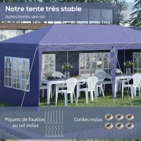 Outsunny Tonnelle pop-up pliante - tente de réception - 3 x 6 m 3 cotés démontables bleu(m-5)