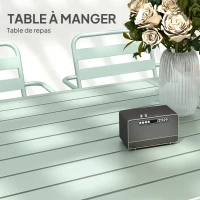 Outsunny Salon de jardin ensemble salle à manger de jardin 7 pièces avec 1 table et 6 chaises empilables en acier vert clair(m-5)