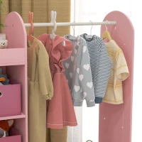 AIYAPLAY Kids Clothes Rail with Storage Shelf, Boxes, Mirror for Bedroom, Nursery, Pink(m-7)