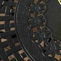 Outsunny Cast Aluminium 4 Seater Outdoor Dining Set with Cushions Parasol Hole Black(m-7)