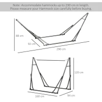 Outsunny Foldable Hammock Stand, Portable Hammock with Metal Frame, 2 in 1 Hammock Net Stand, Clothes Drying Rack, Load Capacity 120kg, for Patio, Garden, Yard, Black(m-3)