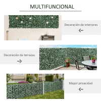 Outsunny Seto Artificial Ocultación Jardín en Rollo 3x1,5 m Valla de Privacidad de Hiedra Artificial para Balcón Exterior(m-5)